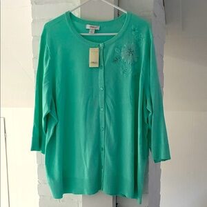 NWT CJ Banks  Cardigan with Floral Details